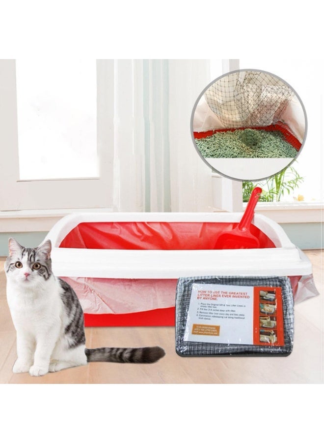 FDTY Cat Litter Bags Liners - 10Pcs Drawstring Sifting Cat Litter Bags with Filter Net - Reusable Cat Feces Filter Quick Clean for All Cat Litter Boxes (large size 10 pieces) - Image 2